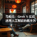 马斯克:Grok 5 实现通用人工智能的概率为 10%,且还在上升 马斯克:Grok 5 实现通用人工智能的概率为 10%,且还在上升