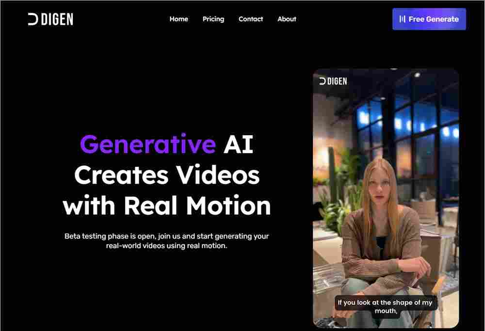 Digen AI 数字人上线 不支持中文