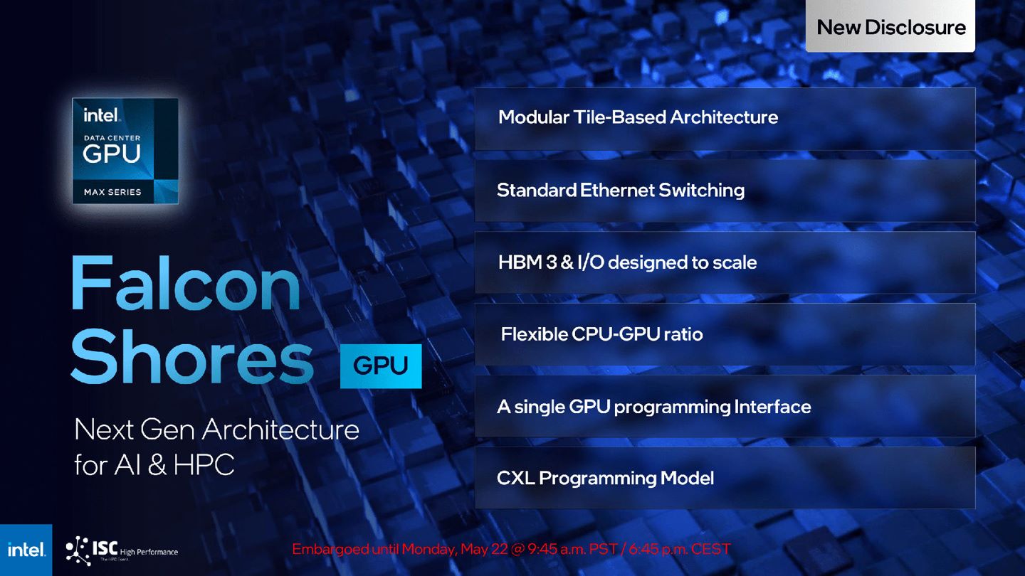 193d162a-78e3-47a2-a0f2-c258817d9a4d 英特尔 Falcon Shores GPU 明年晚些时候推出,已为 AI 负载重构
