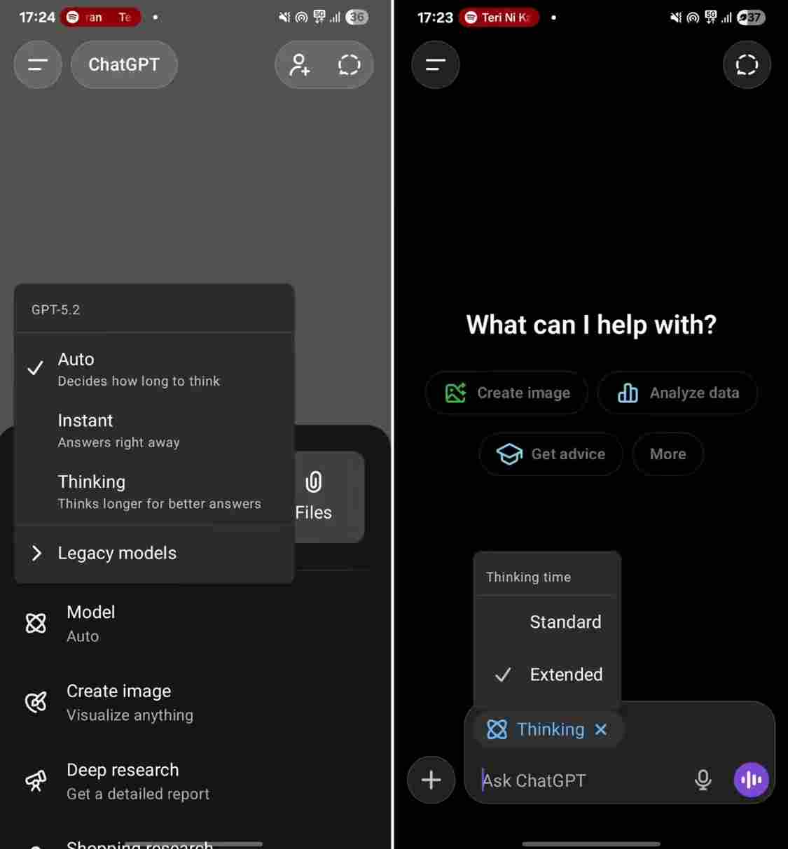 OpenAI 更新手机版 ChatGPT，现支持手动调节 AI“思考深度”