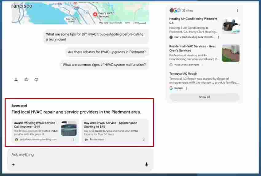 谷歌搜索 AI 模式不再「纯净」，首批赞助广告已出现 - 蓝帝科技网
