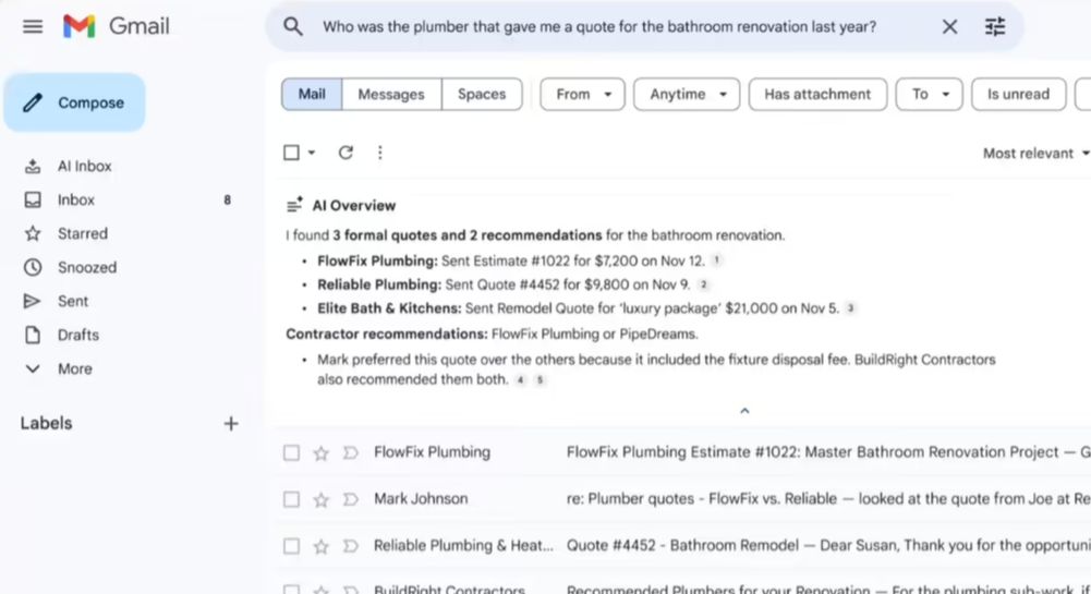 Gmail正式上线多项AI功能，智能摘要与邮件管理革新体验